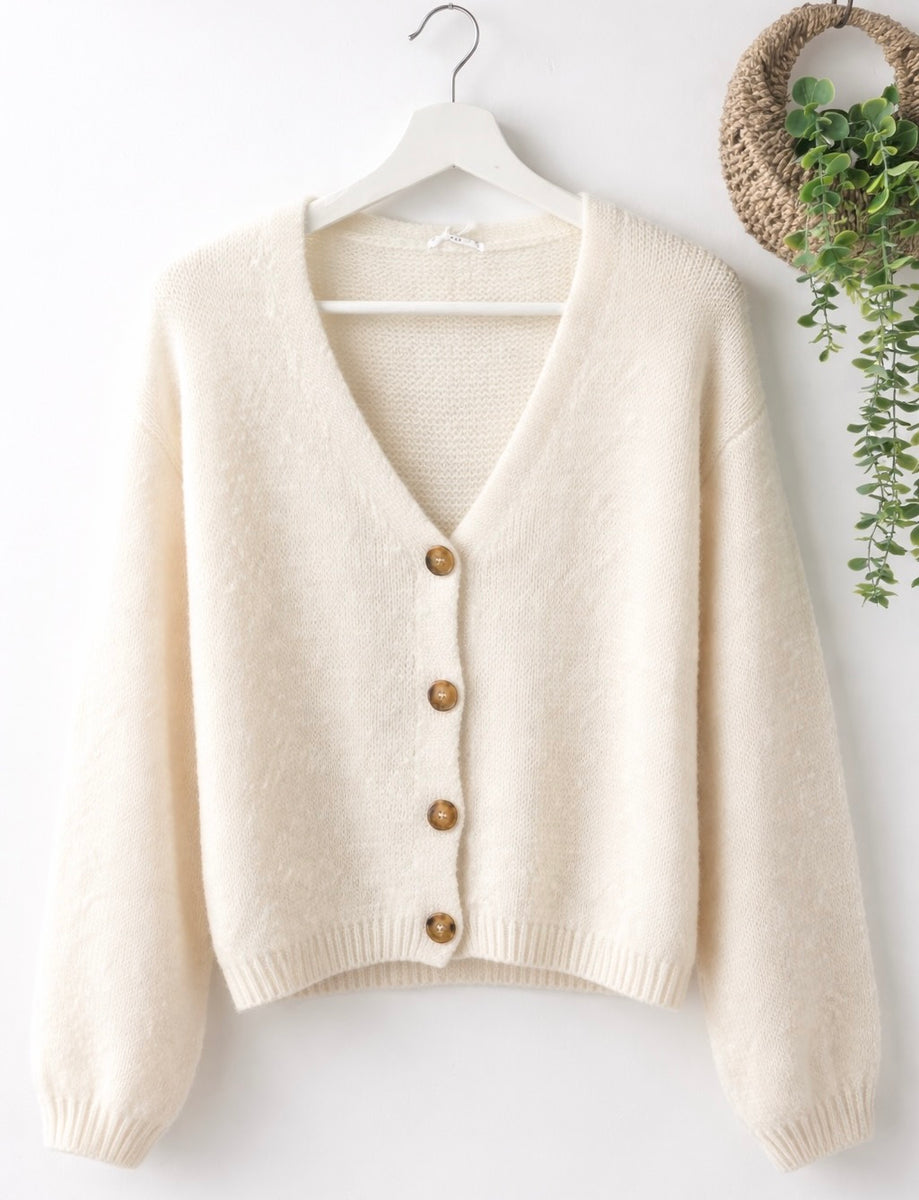 Cropped Mohair Cardigan Tortoise Shell Buttons – CHIC