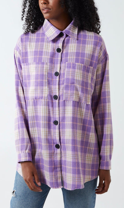 Lilac Combed Checked Shirt