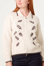 Load image into Gallery viewer, Floral Embroidered Zip Up Cardigan