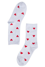 Load image into Gallery viewer, Womens Glitter Socks Red Heart Love Hearts Ankle Socks White