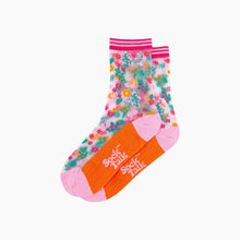 Load image into Gallery viewer, Ditsy Floral Combed Cotton Sheer Pop Socks in Orange: UK 3-7 | EU 36-40 | US 5-9