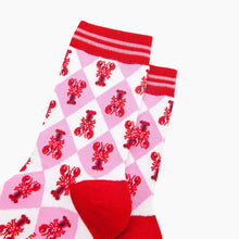 Load image into Gallery viewer, Lobster Checkerboard Bamboo Socks in Pink: UK 3-7 | EU 36-40 | US 5-9