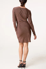 Load image into Gallery viewer, Bronze Metallic Tie Front Mini Dress