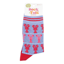 Load image into Gallery viewer, Women&#39;s Bamboo Socks - Light Blue/Red, Lobsters: UK 3-7 | EU 36-40 | US 5-9