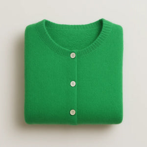 Round Neck Long Sleeve Mohair Cardigan