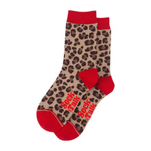 Load image into Gallery viewer, Women&#39;s Bamboo Socks - Beige/Red, Leopard: UK 3-7 | EU 36-40 | US 5-9