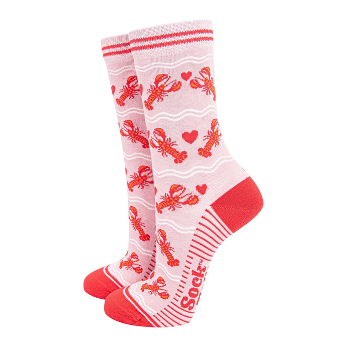 Women's Bamboo Socks - Light Pink/Red, Lobsters: UK 3-7 | EU 36-40 | US 5-9