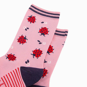 Women's Bamboo Socks - Pink, Ladybird: UK 3-7 | EU 36-40 | US 5-9
