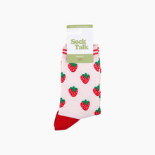 Load image into Gallery viewer, Strawberries Bamboo Socks in Light Pink: UK 3-7 | EU 36-40 | US 5-9