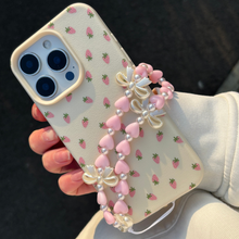 Load image into Gallery viewer, Beaded Phone Strap - Hearts &amp; Bows