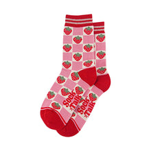 Load image into Gallery viewer, Women&#39;s Bamboo Socks - Pink/Red, Checked Strawberry: UK 3-7 | EU 36-40 | US 5-9
