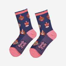 Load image into Gallery viewer, Women&#39;s Bamboo Socks - Navy Blue/Pink, Party Dogs: UK 3-7 | EU 36-40 | US 5-9