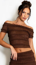 Load image into Gallery viewer, Brown Lace Panelled Bardot Top