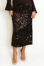Load image into Gallery viewer, Brown Sequin Midi Skirt