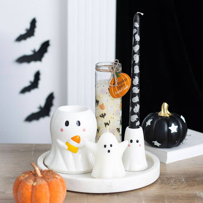 Sweet and Spooky Halloween Print Candy Corn Tube Candle