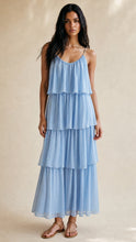 Load image into Gallery viewer, Blue Tiered Cami Maxi Dress