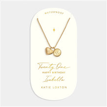 Load image into Gallery viewer, '21st Birthday' Waterproof Gold Sentiment Necklace