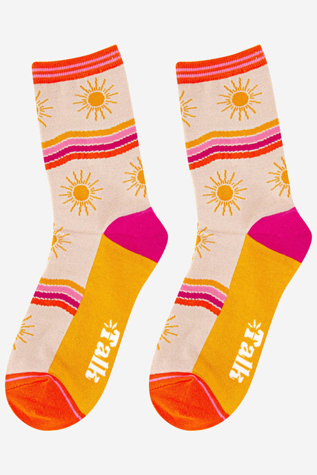 Women's Sunshine and Stripe Bamboo Socks: UK 3-7 | EU 36-40 | US 5-9