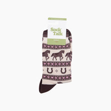 Load image into Gallery viewer, Horse &amp; Horseshoe Stripe Women's Bamboo Socks in Cream: UK 3-7 | EU 36-40 | US 5-9