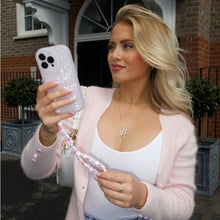 Load image into Gallery viewer, BEADED PHONE STRAP - FLOWERS &amp; PEARLS