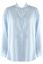 Load image into Gallery viewer, Blue Cotton Blend Striped Shirt
