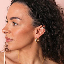 Load image into Gallery viewer, Scattered Crystal Stars Chunky Hoop Earrings in Gold