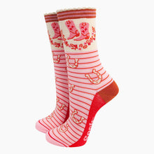 Load image into Gallery viewer, Women's Bamboo Socks - Cream/Pink, Cowboy Boot Stripe: UK 3-7 | EU 36-40 | US 5-9