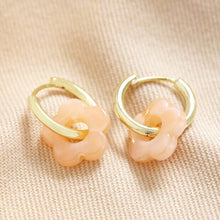 Load image into Gallery viewer, Transparent Flower Huggie Earrings Pink