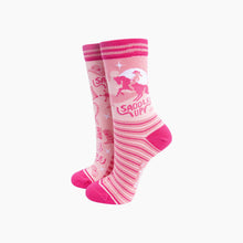 Load image into Gallery viewer, Saddle Up Horse Combed Cotton Odd Socks in Pink: UK 3-7 | EU 36-40 | US 5-9