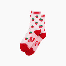 Load image into Gallery viewer, Strawberries Bamboo Socks in Light Pink: UK 3-7 | EU 36-40 | US 5-9