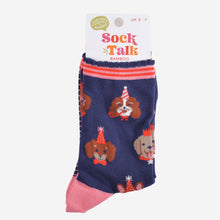 Load image into Gallery viewer, Women&#39;s Bamboo Socks - Navy Blue/Pink, Party Dogs: UK 3-7 | EU 36-40 | US 5-9