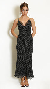 Heriipto Polka-Dot Lace-Trim Dress ベージュ Polka Dot Lace Trim Dress – CHIC