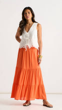 Load image into Gallery viewer, Orange Viscose Tiered Skater Maxi Skirt