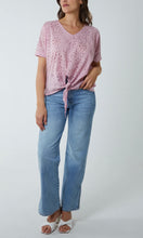 Load image into Gallery viewer, PINK BRODERIE BATWING KNOT FRONT TOP