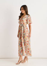 Load image into Gallery viewer, Multi Floral Jacquard Chiffon Midi Dress