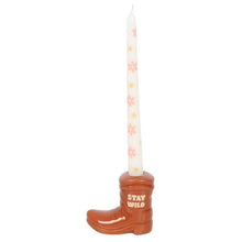 Load image into Gallery viewer, Brown Cowboy Boot Candle Holder with Taper Candle