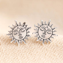 Load image into Gallery viewer, Sterling Silver Sunshine Face Stud Earrings