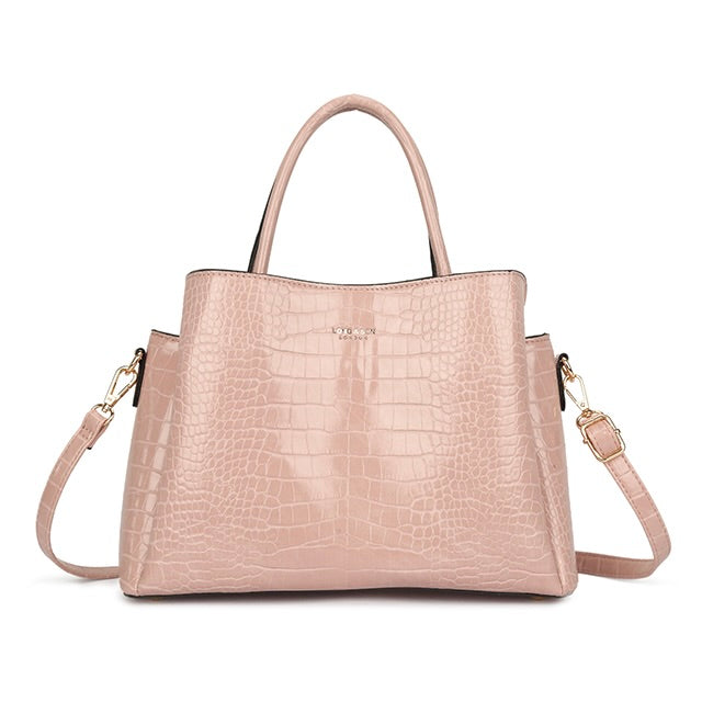 Pale Pink Patent Croc Handbag CHIC