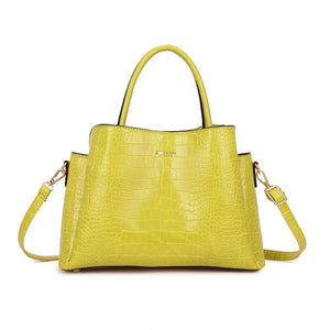 Lime Patent Croc Handbag