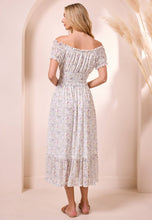 Load image into Gallery viewer, White Ditsy Mesh Bardot Maxi Dress