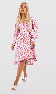 Floral Wrap Midi Dress