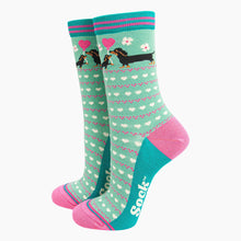 Load image into Gallery viewer, Women&#39;s Bamboo Socks - Mint, Sausage Dog &amp; Puppy: UK 3-7 | EU 36-40 | US 5-9