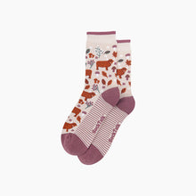 Load image into Gallery viewer, Highland Cow Floral Women's Bamboo Socks in Cream: UK 3-7 | EU 36-40 | US 5-9