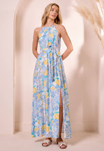 Load image into Gallery viewer, Blue Halterneck Maxi Dress with Lemons