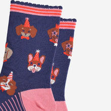 Load image into Gallery viewer, Women&#39;s Bamboo Socks - Navy Blue/Pink, Party Dogs: UK 3-7 | EU 36-40 | US 5-9