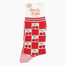 Load image into Gallery viewer, Cherry Checkerboard Bamboo Socks in Red/Cream: UK 3-7 | EU 36-40 | US 5-9