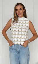 Load image into Gallery viewer, Jada Gold Crochet Chevron Top