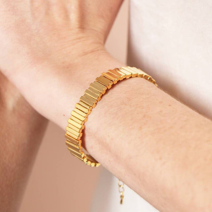 Asymmetrical Layered Bar Bracelet in Gold