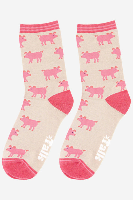 Women's Pig Print Bamboo Socks: UK 3-7 | EU 36-40 | US 5-9