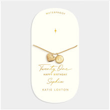Load image into Gallery viewer, '21st Birthday' Waterproof Gold Sentiment Bracelet